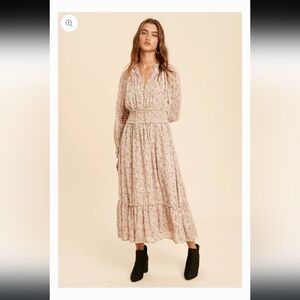In Loom Floral Long Sleeve Midi Dress